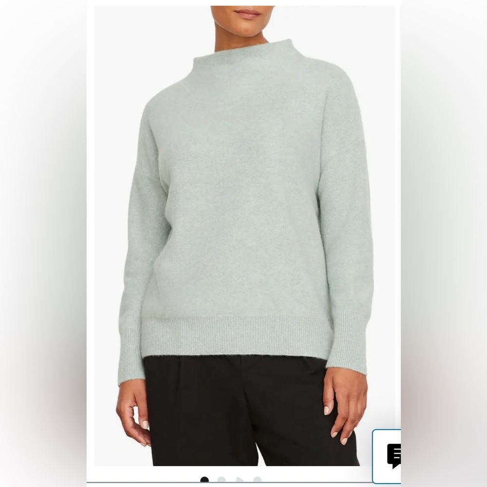 VINCE cashmere funnel neck sweater in mint